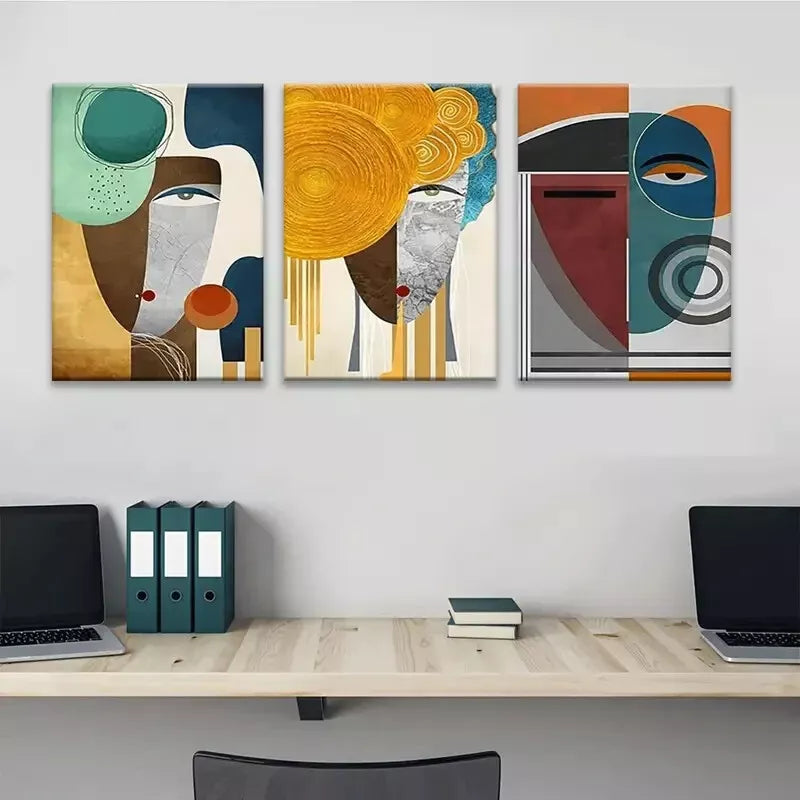 3pcs Modern Abstract Geometric Canvas Framed 40x60cm - High Quality Print 100% Australian Made Wall Canvas Ready to Hang - Bella Home Decor