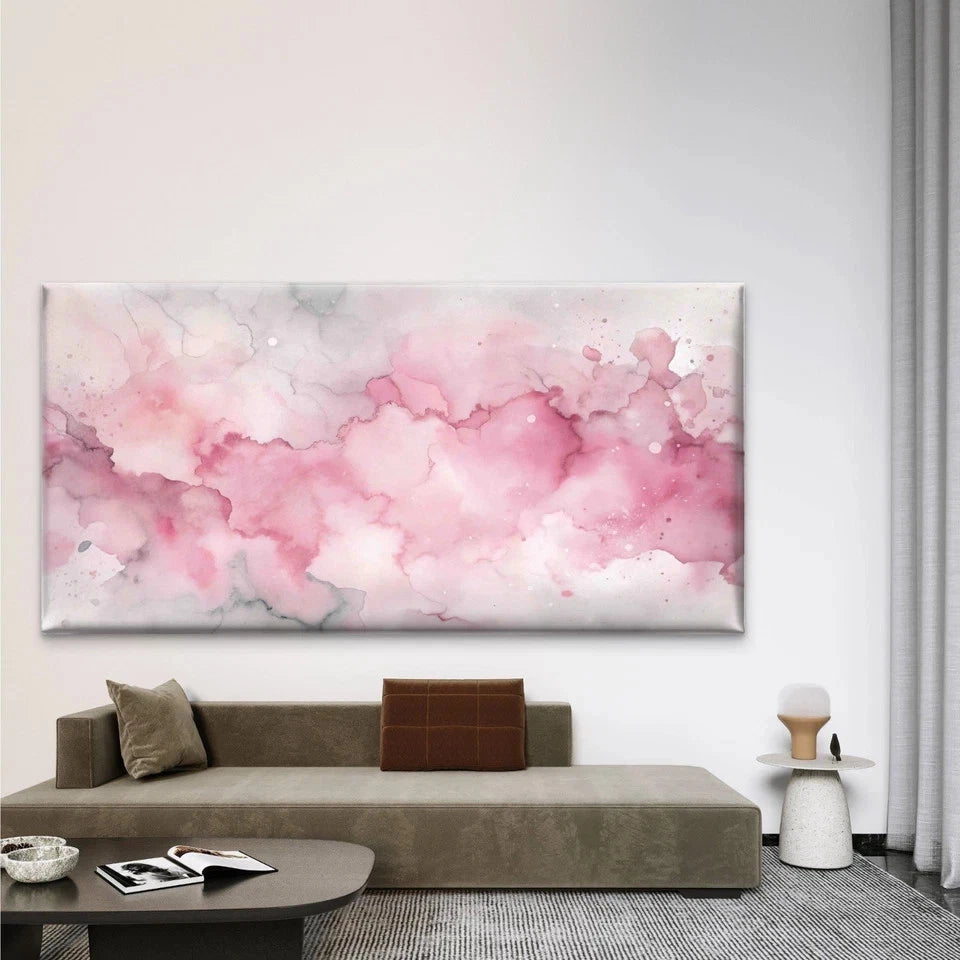 Beautiful Pink Watercolor Wall Art Canvas Office Home Room Framed 120x60cm
