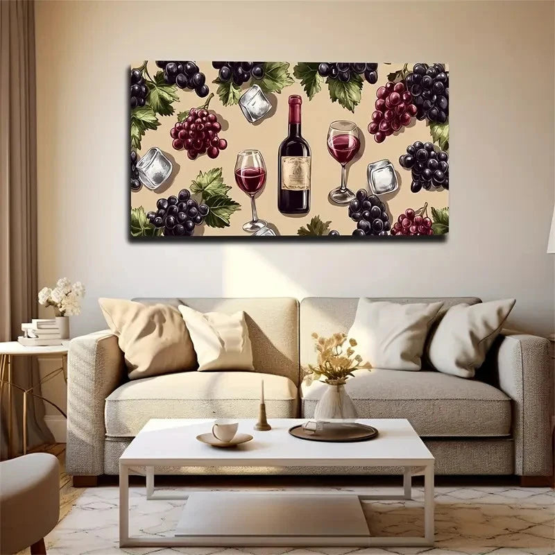 Elegant Wine Bottles Glasses Wall Art Canvas Office Home Room Framed 120x60cm