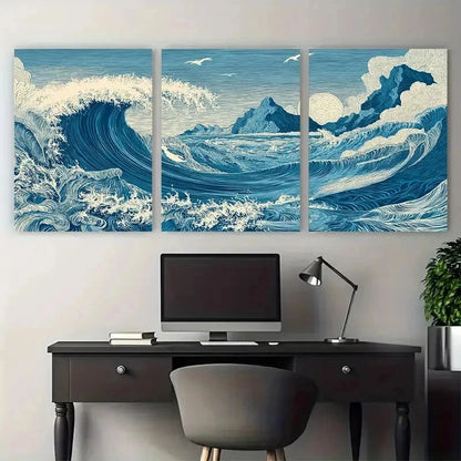 3pcs Oahu Print Travel Hawaii Sea Perfect Wall Art Set Canvas Framed 50x70cm - High Quality Print 100% Australian Made Wall Canvas Ready to Hang