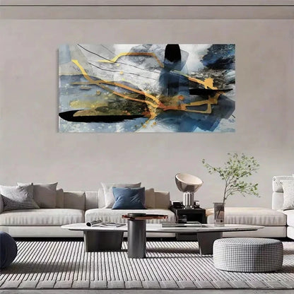 Modern Abstract Golden & Black Wall Art Canvas Office Home Room Framed 120x60cm - Bella Home Decor