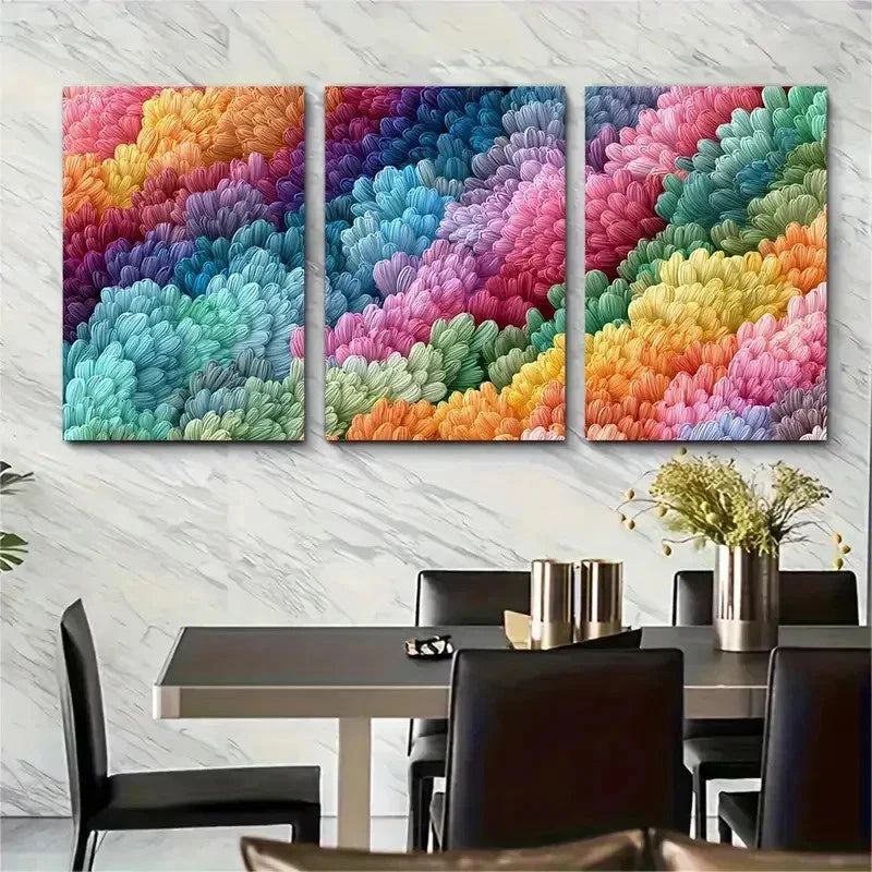 3pcs Neutral Colorful Abstract Decor Perfect Wall Art Set Canvas Framed 50x70cm - High Quality Print 100% Australian Made Wall Canvas Ready to Hang