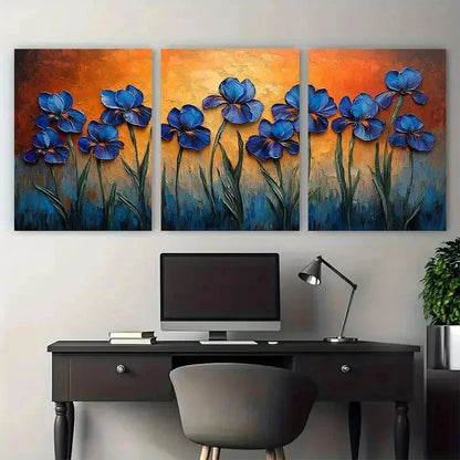 3pcs Meadow Flowers Original Impasto Perfect Wall Art Set Canvas Framed 50x70cm - High Quality Print 100% Australian Made Wall Canvas Ready to Hang
