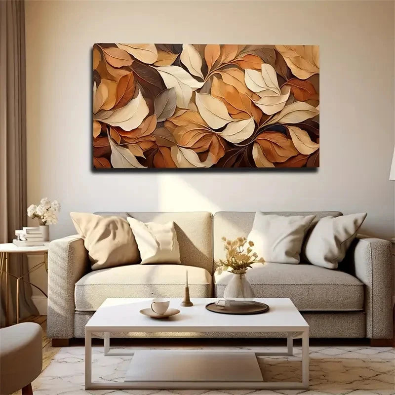 Autumn Leaf White Wall Art Canvas Office Home Room Framed 120x60cm
