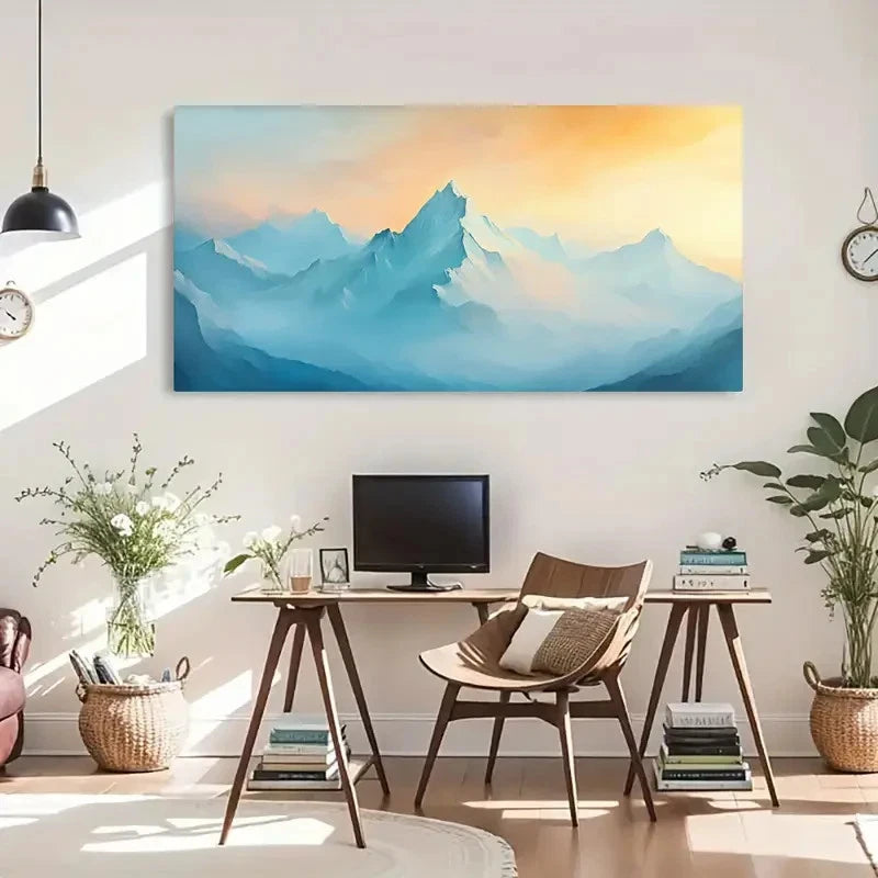Blue & Orange Abstract Wall Art Canvas Office Home Room Framed 120x60cm - Bella Home Decor