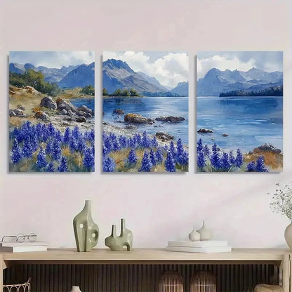 3pcs Lake District Watercolor Landscape Perfect Wall Art Set Canvas Framed 50x70cm - High Quality Print 100% Australian Made Wall Canvas Ready to Hang