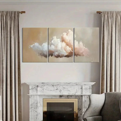 3pcs Abstract Cloudscape Art Soft Pastel Metal Print Ready to Hang Art - Bella Home Decor