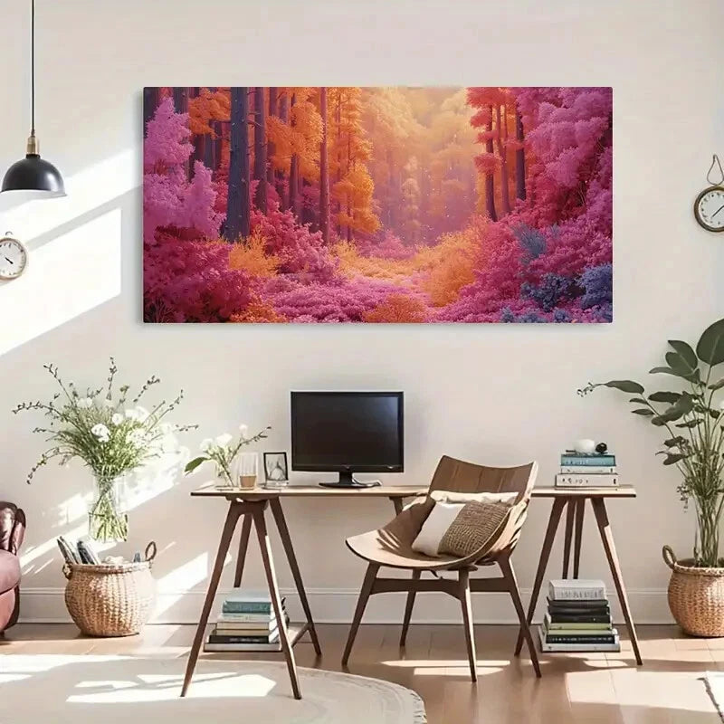 Vibrant Surreal Landscape Décor Wall Art Canvas Office Home Room Framed 120x60cm - Bella Home Decor