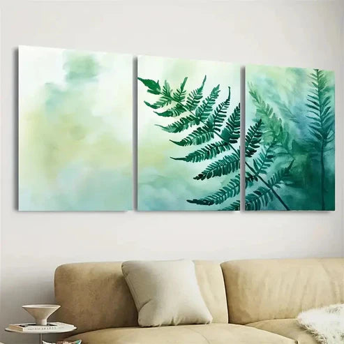 3pcs Fern Floral Art Wall Art Set Canvas Unframed - High Quality Print 100% Australian Made Wall Canvas - Bella Home Decor
