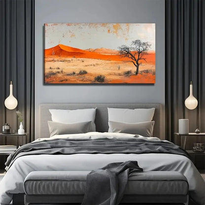 Orange & Beige Desert Nature Wall Art Canvas Office Home Room Framed 120x60cm