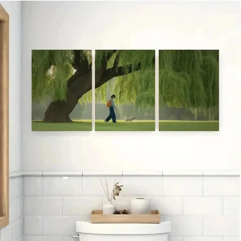 3pcs Willow Tree Walking Dog Wall Art Set Canvas Unframed - High Quality Print 100% Australian Made Wall Canvas