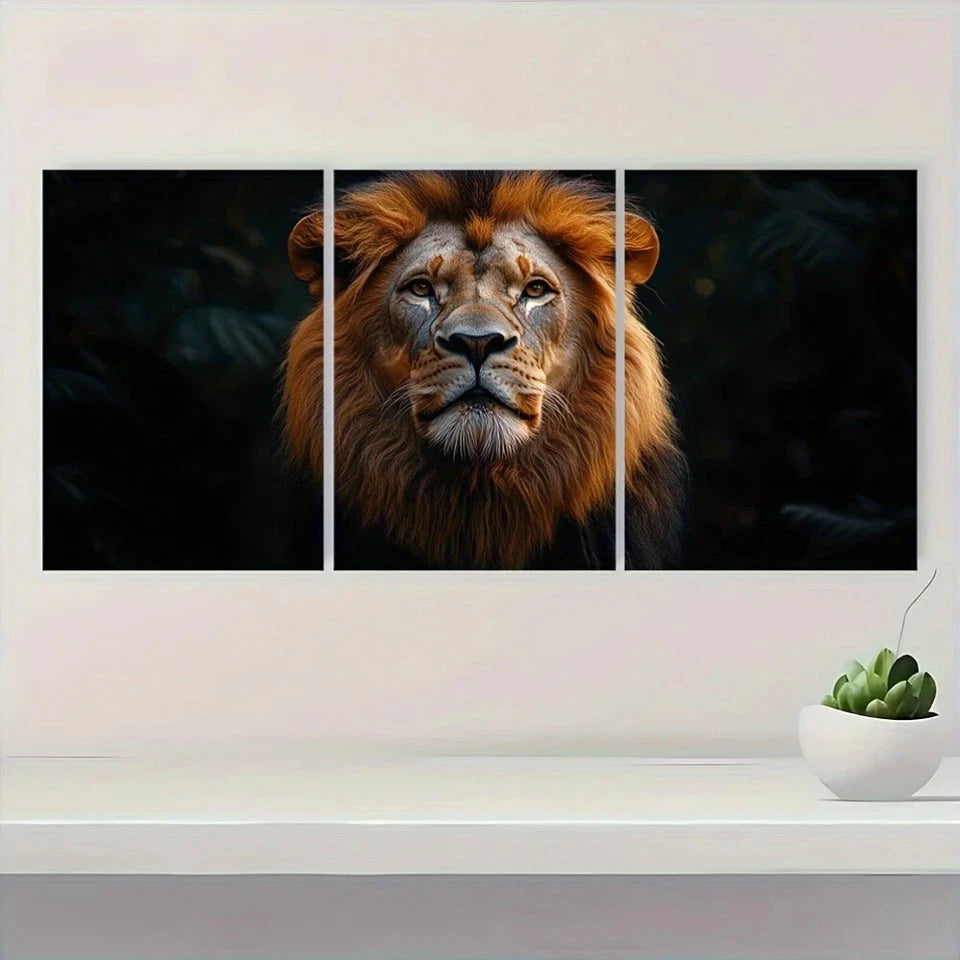 3pcs African Majestic Lion Wildlife Metal Print Ready to Hang Art - Bella Home Decor