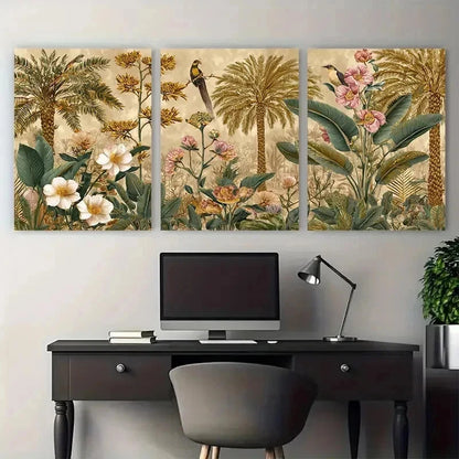 3pcs Egyptian Botanical & Desert Lands Perfect Wall Art Set Canvas Framed 50x70cm - High Quality Print 100% Australian Made Wall Canvas Ready to Hang - Bella Home Decor