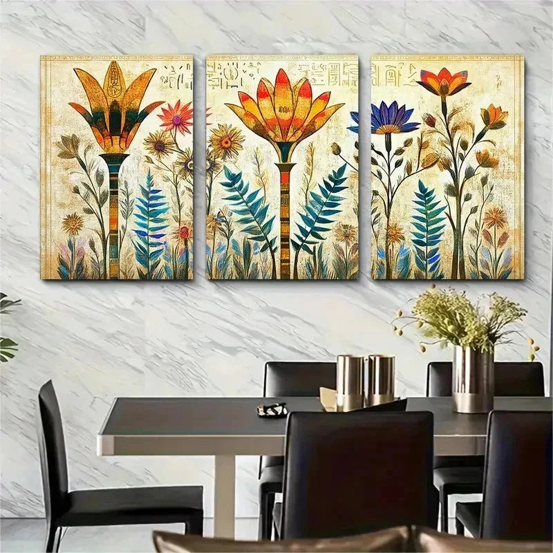 3pcs Vintage Egyptian Aesthetic Travel Perfect Wall Art Set Canvas Framed 50x70cm - High Quality Print 100% Australian Made Wall Canvas Ready to Hang