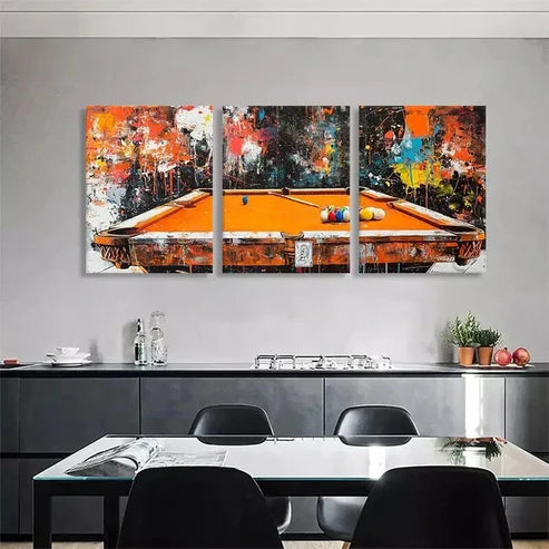 3pcs Abstract Billiards Pool Table Club Perfect Wall Art Canvas Unframed - High Quality Print 100% Australian Made Wall Canvas - Bella Home Decor