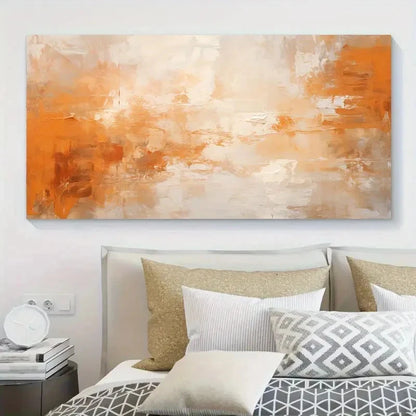 Orange White Modern Minimalist Wall Art Canvas Office Home Room Framed 120x60cm