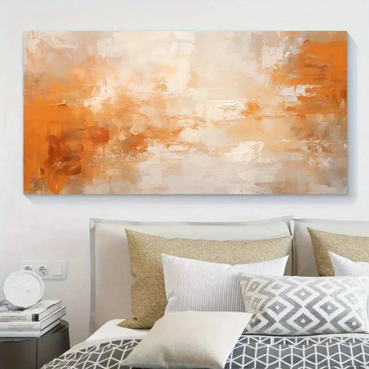 Orange White Modern Minimalist Wall Art Canvas Office Home Room Framed 120x60cm