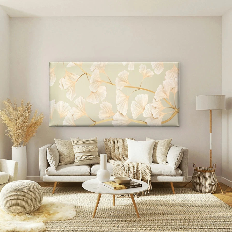 Busy Ginkgo Pattern Life Wall Art Canvas Office Home Room Framed 120x60cm - Bella Home Decor