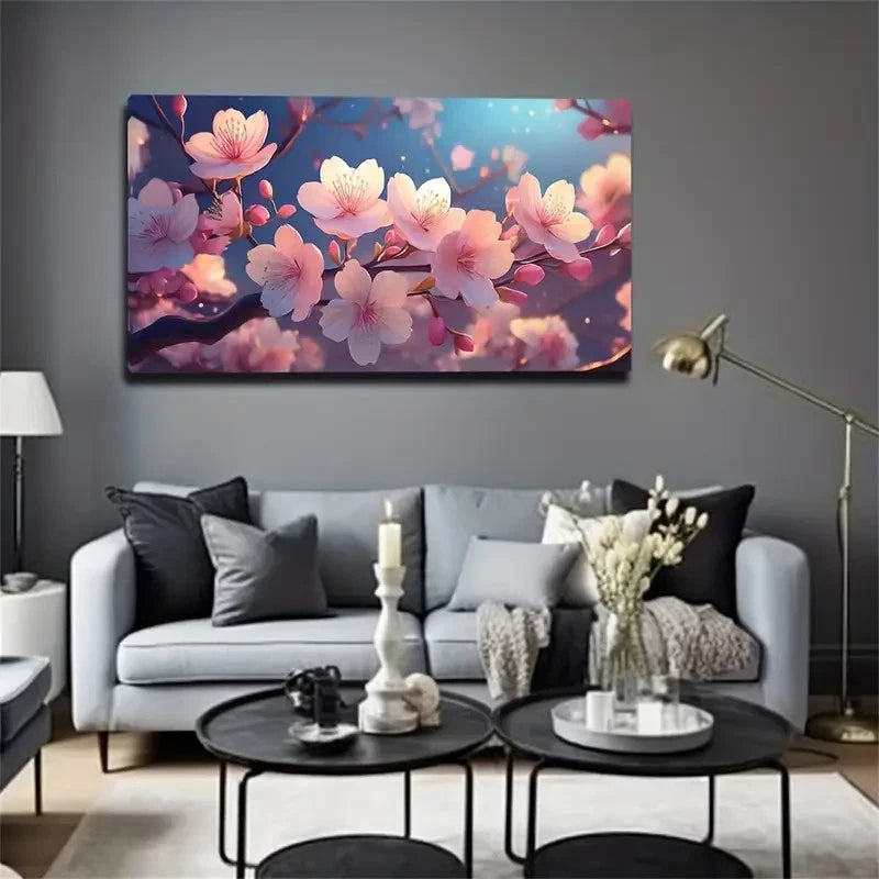 Romantic Cherry Blossom Wall Art Canvas Office Home Room Framed 120x60cm