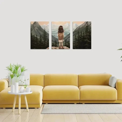 3pcs Adventure Nursery Woodland Girl Décor Wall Art Canvas Unframed - High Quality Print 100% Australian Made Wall Canvas