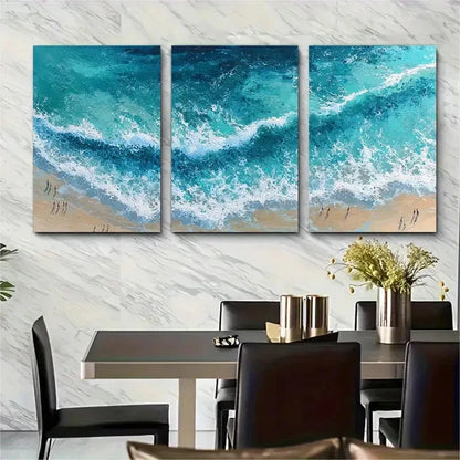 3pcs Coastal Seascape Summer Beach Perfect Wall Art Set Canvas Framed 40x60cm - High Quality Print 100% Australian Made Wall Canvas Ready to Hang - Bella Home Decor