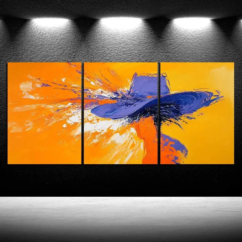 3pcs A Woman Wearing a Straw Hat Metal Print Ready to Hang Art - Bella Home Decor
