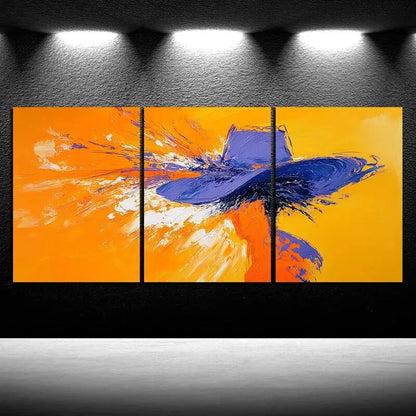 3pcs A Woman Wearing a Straw Hat Metal Print Ready to Hang Art - Bella Home Decor