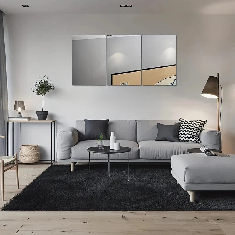 3pcs Modern Abstract Gray Beige Colour Metal Print Ready to Hang Art