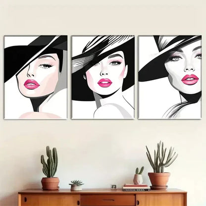 3pcs Modern Chic Fashion Muse Triptych Wall Art Set Wall Art Canvas Unframed - High Quality Print 100% Australian Made Wall Canvas