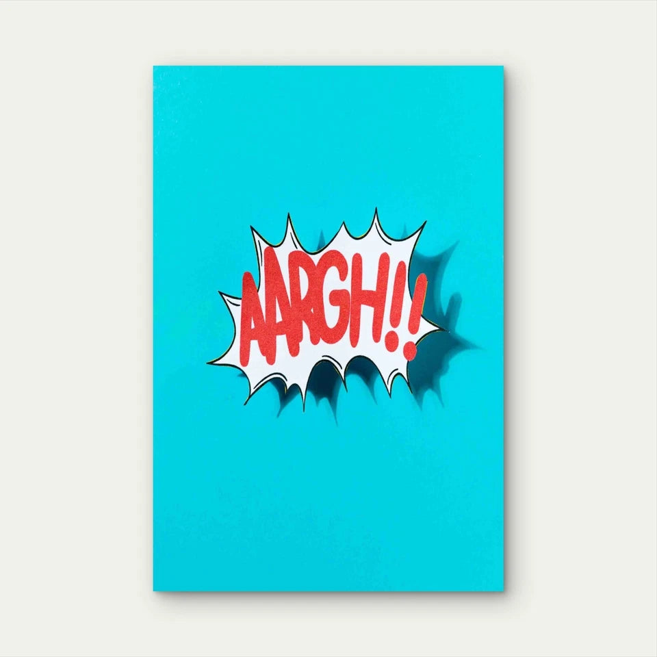 Comic Sound Effect Aargh Blue Backdrop 60x90cm Metal Print Ready to Hang