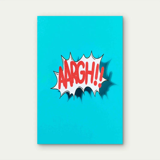 Comic Sound Effect Aargh Blue Backdrop 60x90cm Metal Print Ready to Hang