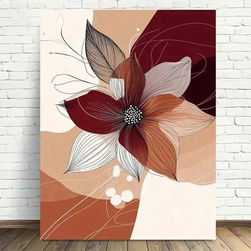 Beautiful Abstract Floral Modern Vintage Painting 40x60cm Metal Print Ready to Hang - Bella Home Decor