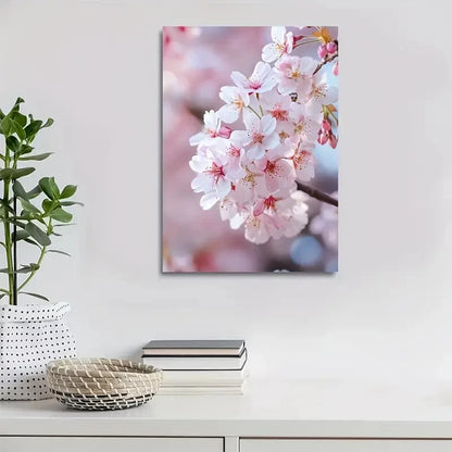 Cherry Blossoms Vibrant Pink Floral Painting 40x60cm Metal Print Ready to Hang - Bella Home Decor