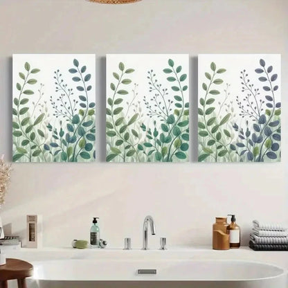 3pcs Eucalyptus Leaves Greenery Painting Metal Print Ready to Hang Art