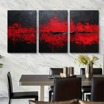 3pcs Minimalist Black Painting Abstract Perfect Wall Art Set Canvas Framed 50x70cm - High Quality Print 100% Australian Made Wall Canvas Ready to Hang