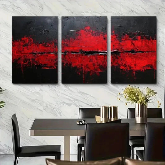 3pcs Minimalist Black Painting Abstract Perfect Wall Art Set Canvas Framed 50x70cm - High Quality Print 100% Australian Made Wall Canvas Ready to Hang