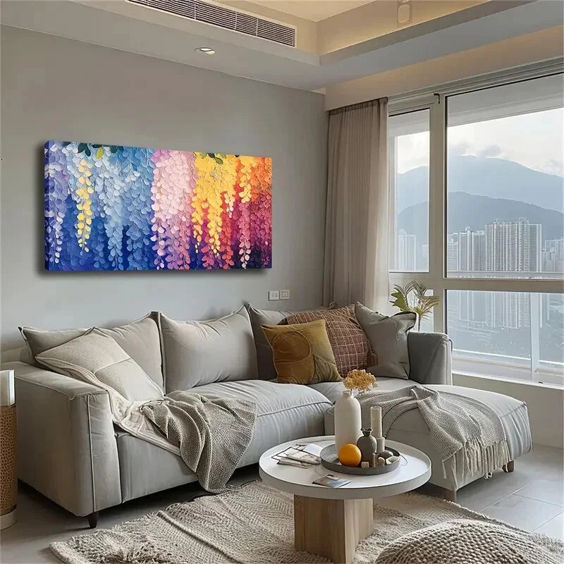 Minimalist Wisteria Flowers Wall Art Canvas Office Home Room Framed 120x60cm - Bella Home Decor