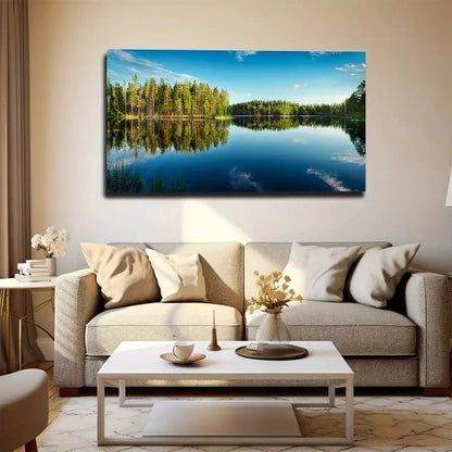 Clear Lake Water Wall Art Canvas Office Home Room Framed 120x60cm