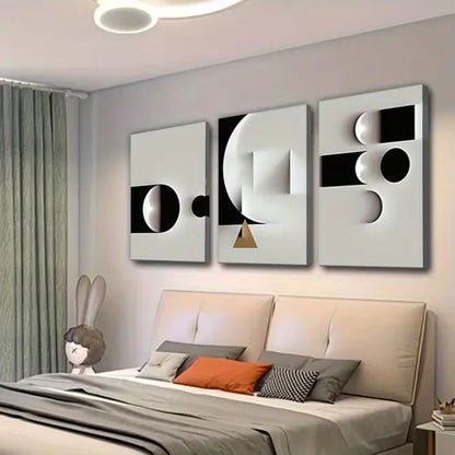 3pcs Black White Modern Nordic Wall Art Set Canvas Framed 60x90cm - High Quality Print 100% Australian Made Wall Canvas Ready to Hang
