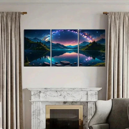 3pcs Starry Sky Milky Way Fantasy Landscape Wall Art Canvas Unframed - High Quality Print 100% Australian Made Wall Canvas