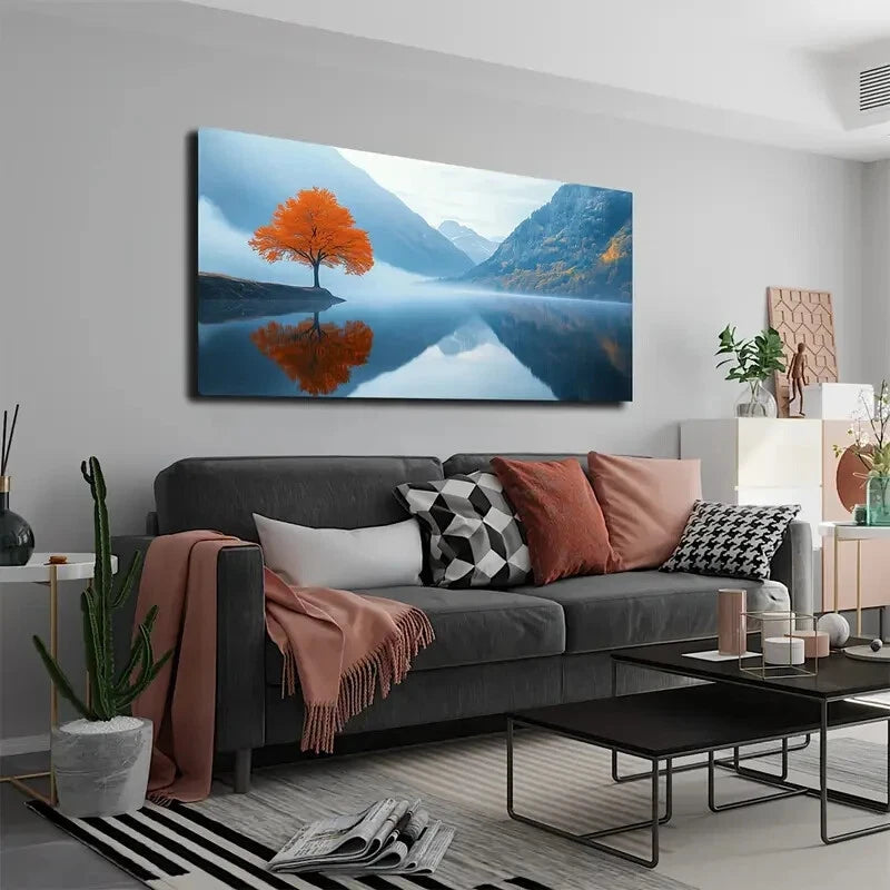 Serene Lake Scene Vibrant Wall Art Canvas Office Home Room Framed 120x60cm - Bella Home Decor