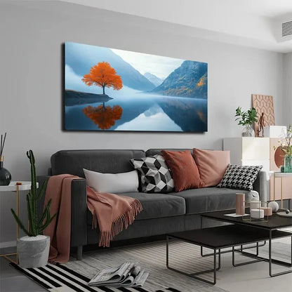 Serene Lake Scene Vibrant Wall Art Canvas Office Home Room Framed 120x60cm - Bella Home Decor