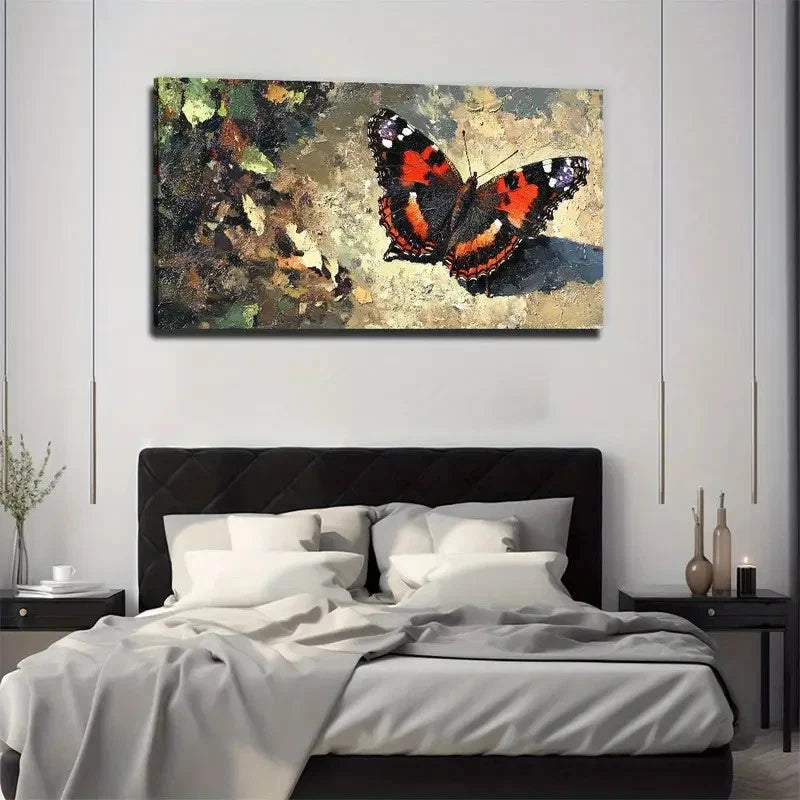 A Red Butterfly Wall Art Canvas Office Home Room Framed 120x60cm