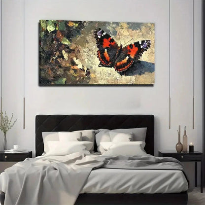 A Red Butterfly Wall Art Canvas Office Home Room Framed 120x60cm