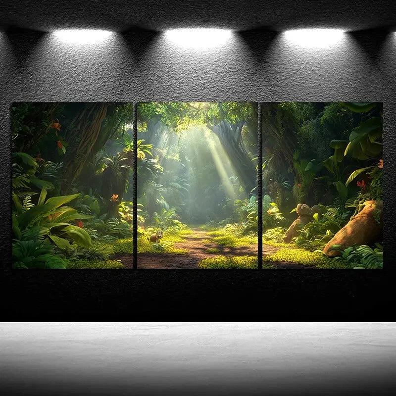 3pcs Sunshine in The Forest Botanical Metal Print Ready to Hang Art - Bella Home Decor