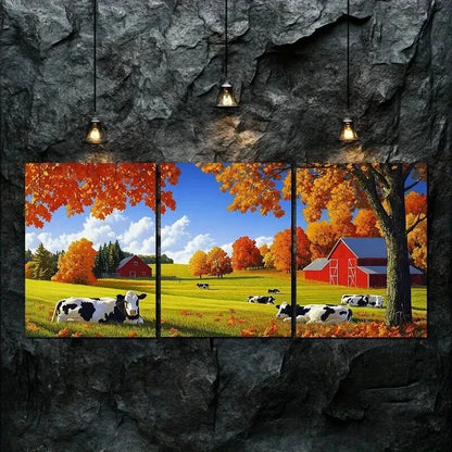 3pcs Autumn Scenery Beautiful Farm Perfect Wall Art Set Canvas Framed 50x70cm - High Quality Print 100% Australian Made Wall Canvas Ready to Hang