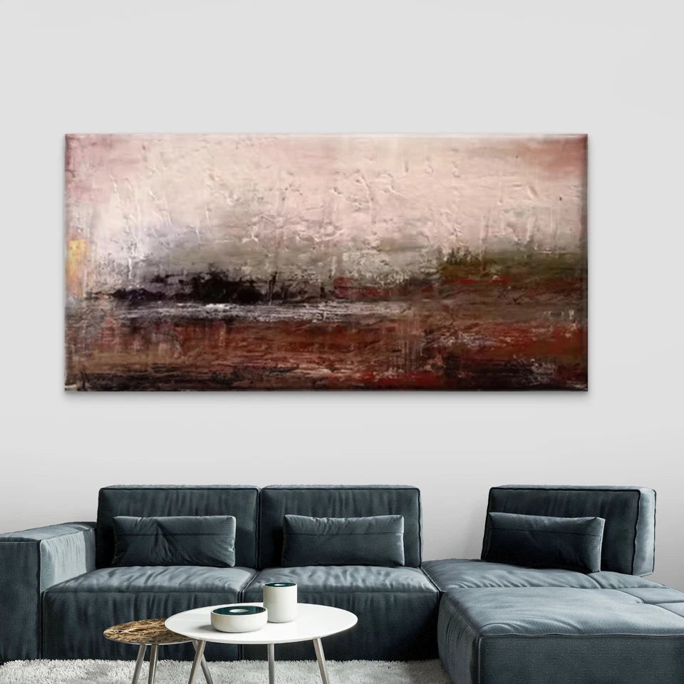 Abstract Textured Impasto Wall Art Canvas Office Home Room Framed 120x60cm - Bella Home Decor