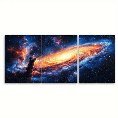 3pcs Abstract Beautiful Galaxy Decor    Wall Art Set Canvas Framed 50x70cm - High Quality Print 100% Australian Made Wall Canvas Ready to Hang - Bella Home Decor