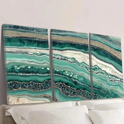 3pcs Artificial Jade Ocean Abstract Wall Art Set Canvas Framed 40x60cm - High Quality Print 100% Australian Made Wall Canvas Ready to Hang - Bella Home Decor