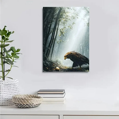 Steampunk Eagle Painting with Pine Painting 40x60cm Metal Print Ready to Hang - Bella Home Decor